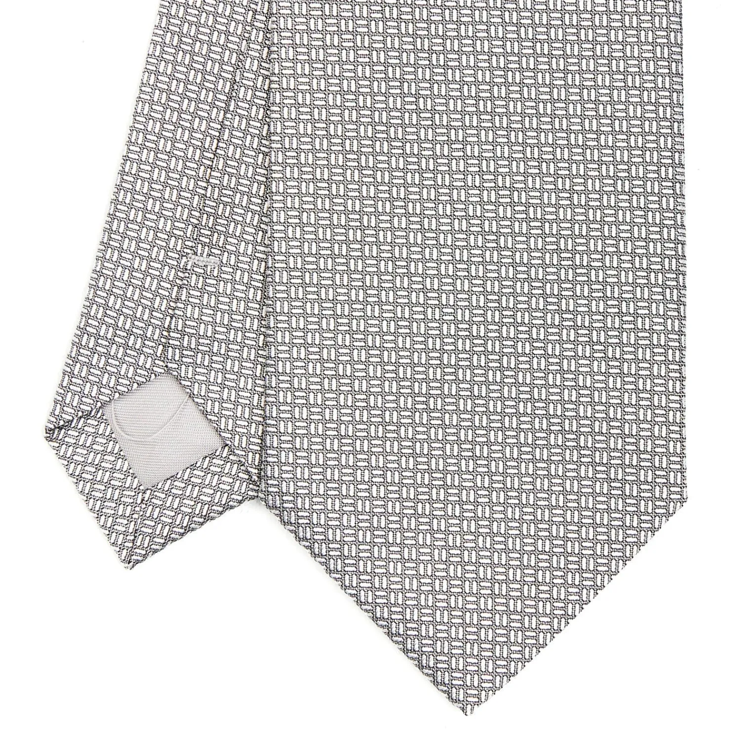 E.Marinella CRAVATTE|Cravatte In Seta Jacquard|CRAVATTA CERIMONIA IN SETA JACQUARD GRIGIO CHIARO Microfantasia geometrica