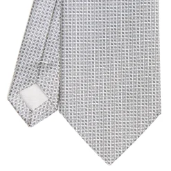 E.Marinella CRAVATTE|CRAVATTA CERIMONIA IN SETA JACQUARD GRIGIO CHIARO Microfantasia geometrica
