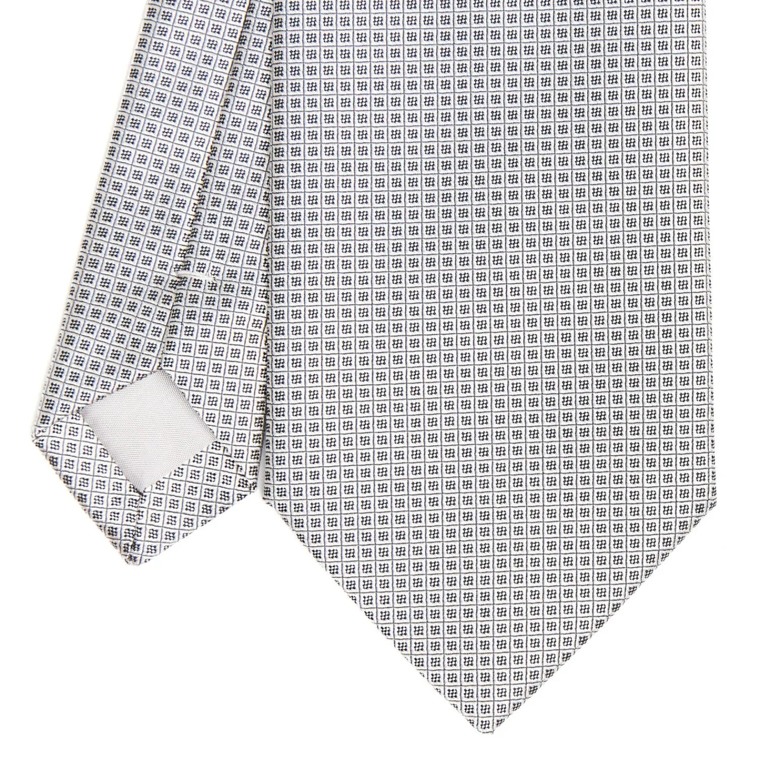 E.Marinella CRAVATTE|CRAVATTA CERIMONIA IN SETA JACQUARD GRIGIO CHIARO Microfantasia geometrica