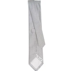 E.Marinella CRAVATTE|CRAVATTA CERIMONIA IN SETA JACQUARD GRIGIO CHIARO Microfantasia geometrica