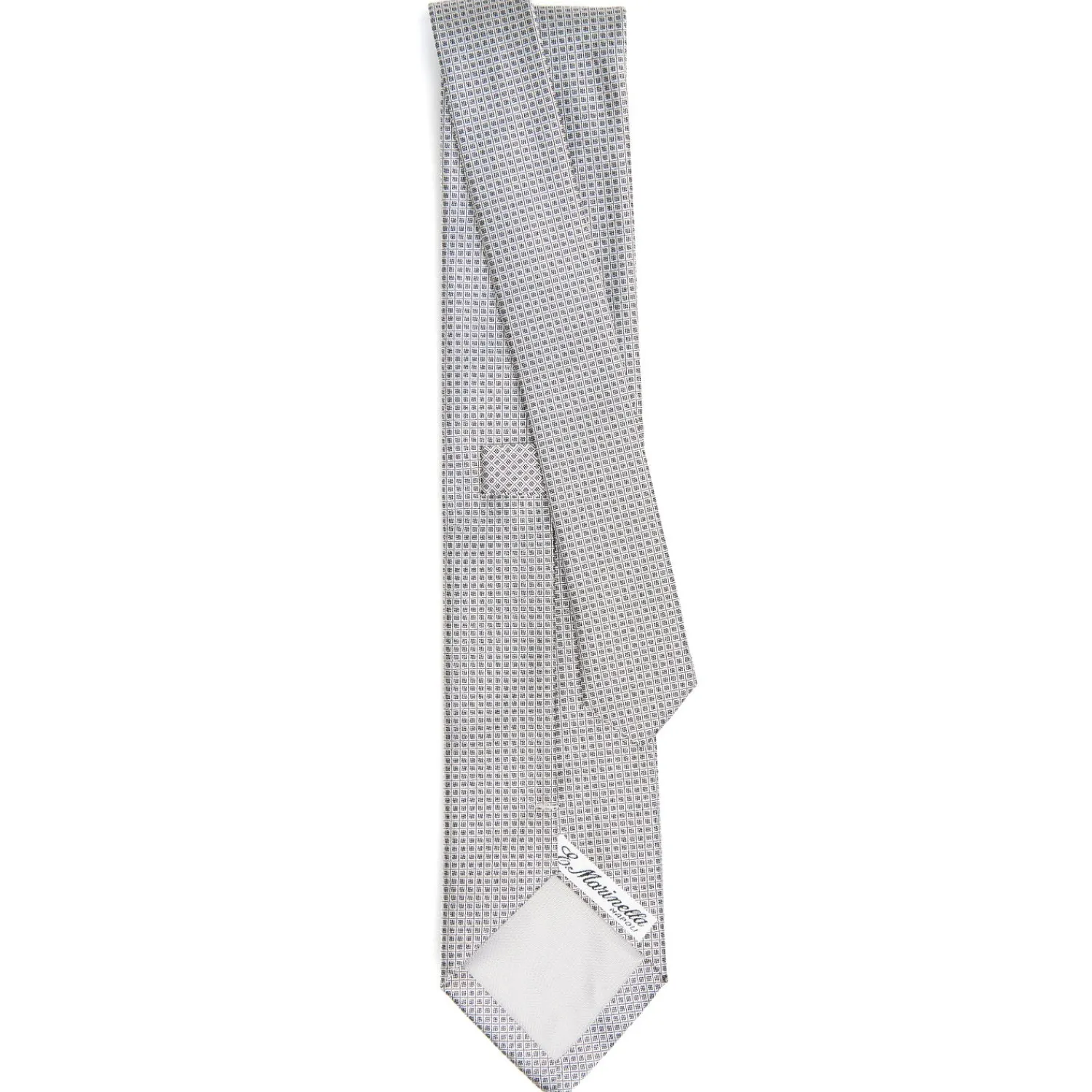 E.Marinella CRAVATTE|CRAVATTA CERIMONIA IN SETA JACQUARD GRIGIO CHIARO Microfantasia geometrica