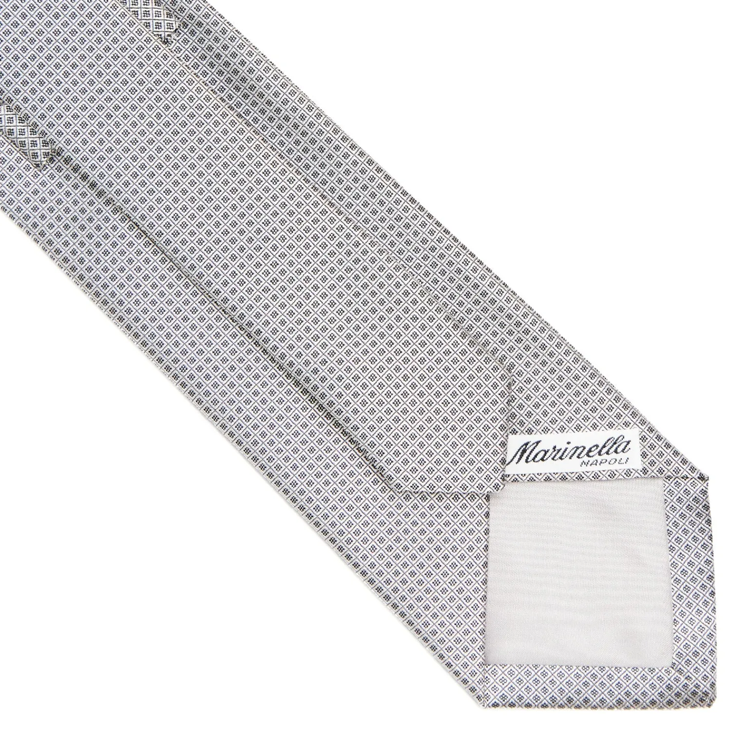 E.Marinella CRAVATTE|CRAVATTA CERIMONIA IN SETA JACQUARD GRIGIO CHIARO Microfantasia geometrica