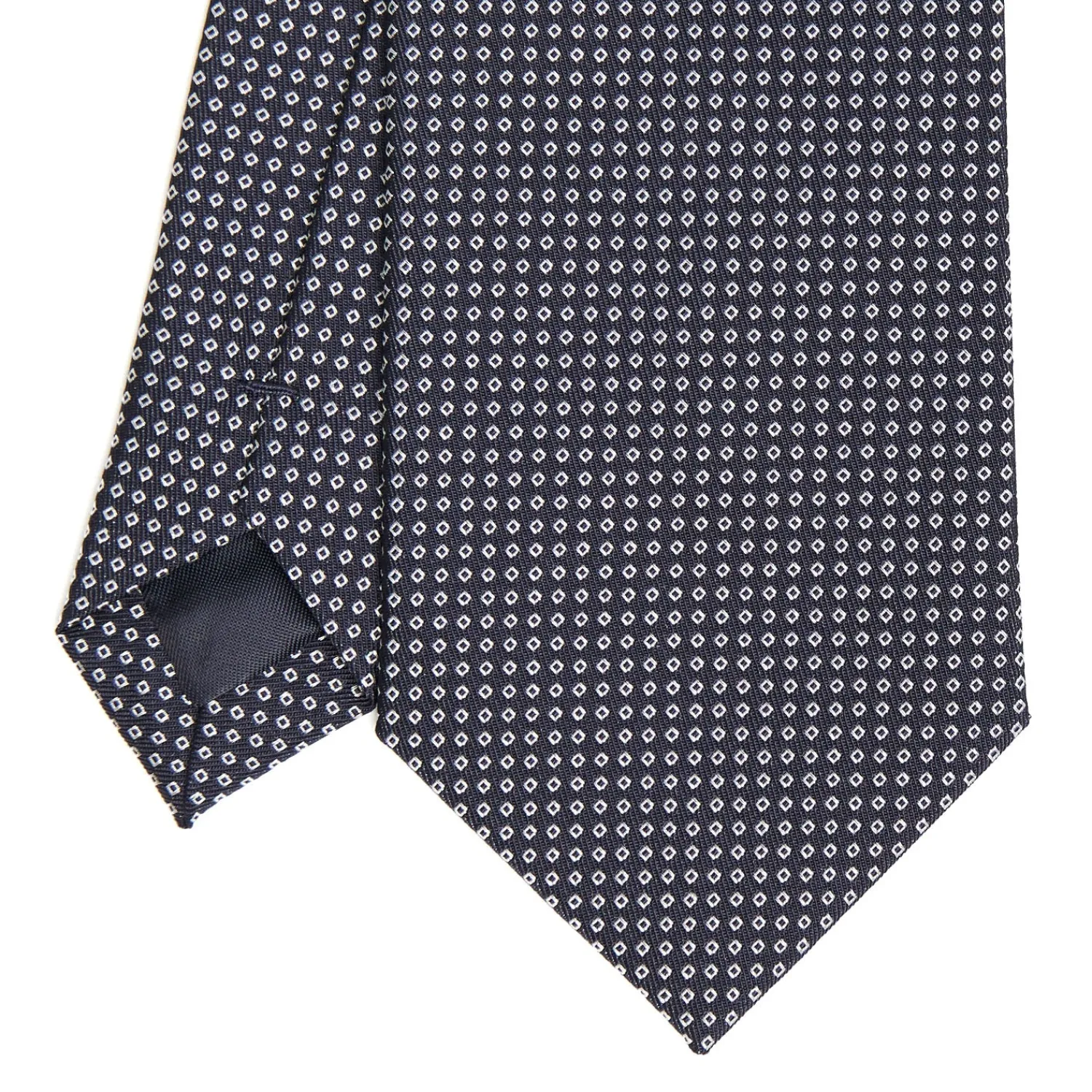 E.Marinella CRAVATTE|CRAVATTA CERIMONIA IN SETA JACQUARD BLU SCURO Microfantasia geometrica