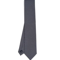 E.Marinella CRAVATTE|CRAVATTA CERIMONIA IN SETA JACQUARD BLU SCURO Microfantasia geometrica