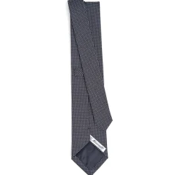 E.Marinella CRAVATTE|CRAVATTA CERIMONIA IN SETA JACQUARD BLU SCURO Microfantasia geometrica