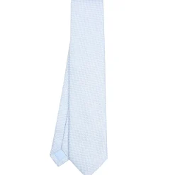 E.Marinella CRAVATTE|Cravatte In Seta Jacquard|CRAVATTA CERIMONIA IN SETA JACQUARD AZZURRA Microfantasia geometrica