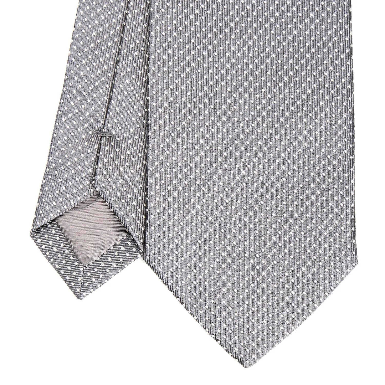 E.Marinella Cravatte In Seta Jacquard|CRAVATTE|CRAVATTA CERIMONIA IN SETA JACQUARD GRIGIO SCURO Microfantasia geometrica