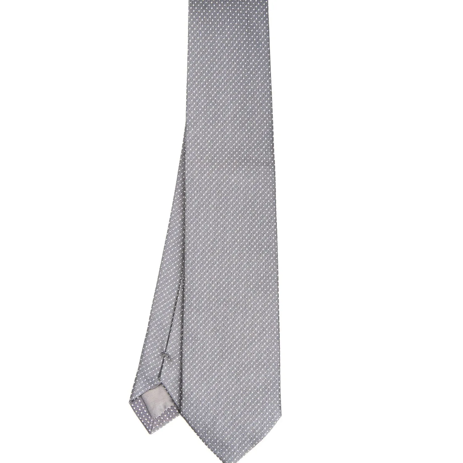 E.Marinella Cravatte In Seta Jacquard|CRAVATTE|CRAVATTA CERIMONIA IN SETA JACQUARD GRIGIO SCURO Microfantasia geometrica