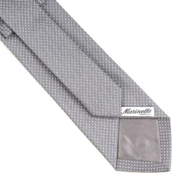 E.Marinella Cravatte In Seta Jacquard|CRAVATTE|CRAVATTA CERIMONIA IN SETA JACQUARD GRIGIO SCURO Microfantasia geometrica