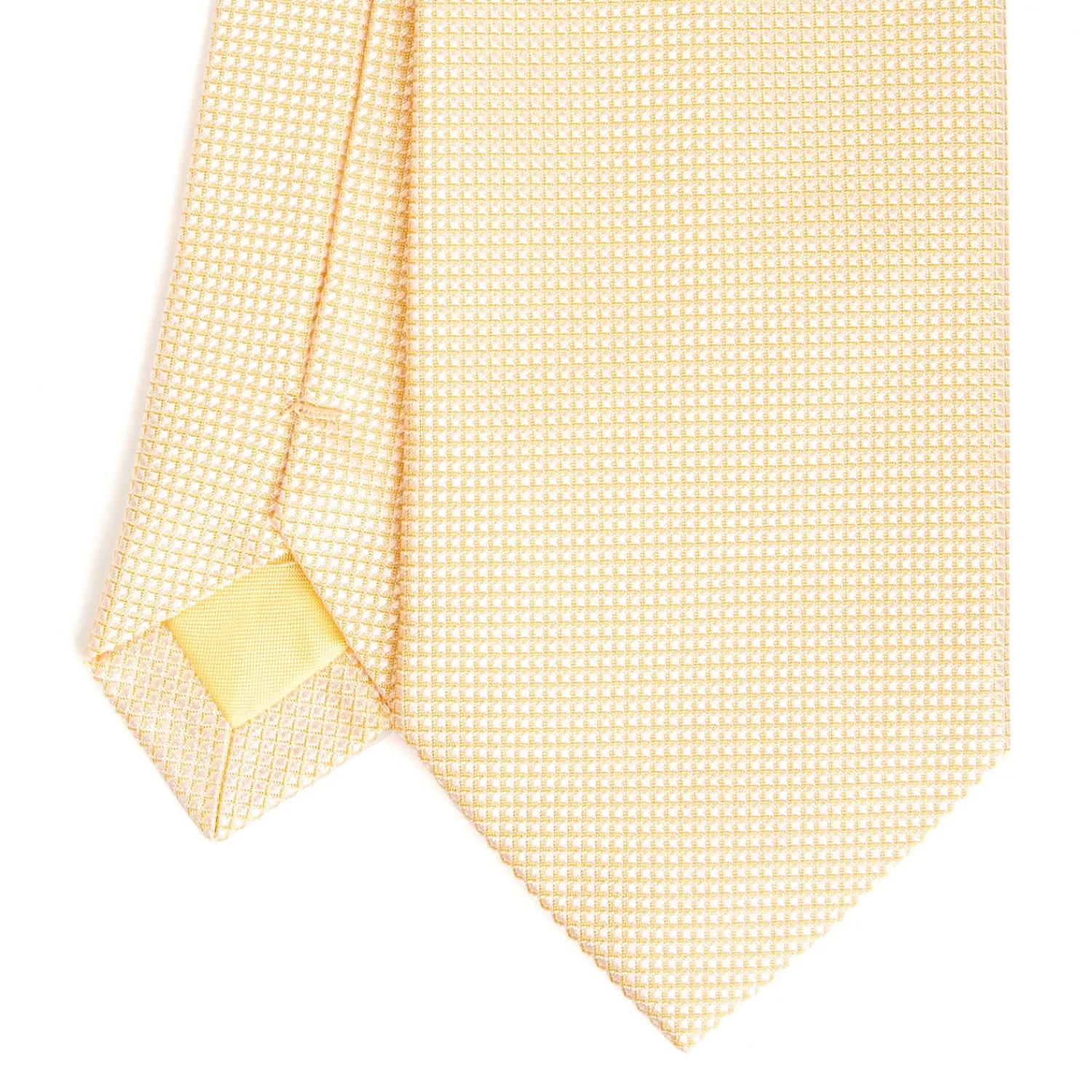 E.Marinella Cravatte In Seta Jacquard|CRAVATTE|CRAVATTA CERIMONIA IN SETA JACQUARD GIALLA Microfantasia geometrica
