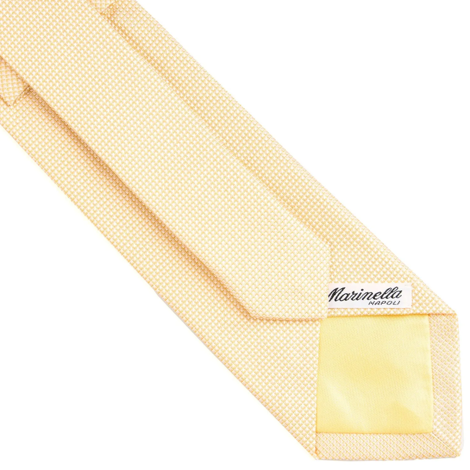 E.Marinella Cravatte In Seta Jacquard|CRAVATTE|CRAVATTA CERIMONIA IN SETA JACQUARD GIALLA Microfantasia geometrica