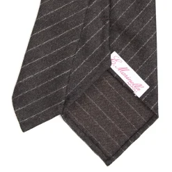 E.Marinella CRAVATTE|CRAVATTA CLASSICA DONNA IN LANA SFODERATA GRIGIO SCURO Rigata