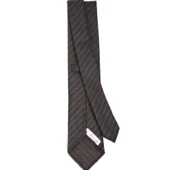E.Marinella CRAVATTE|CRAVATTA CLASSICA DONNA IN LANA SFODERATA GRIGIO SCURO Rigata