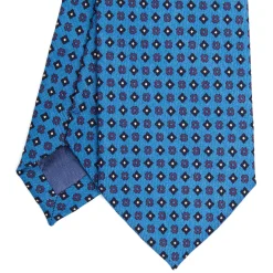 E.Marinella CRAVATTE|Cravatte In Lana E Cashmere|CRAVATTA CLASSICA IN LANA AZZURRA Microfantasia fiore