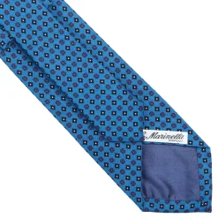 E.Marinella CRAVATTE|Cravatte In Lana E Cashmere|CRAVATTA CLASSICA IN LANA AZZURRA Microfantasia fiore