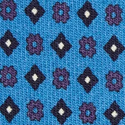 E.Marinella CRAVATTE|Cravatte In Lana E Cashmere|CRAVATTA CLASSICA IN LANA AZZURRA Microfantasia fiore