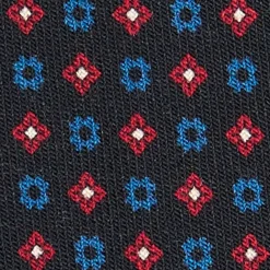 E.Marinella CRAVATTE|Cravatte In Lana E Cashmere|CRAVATTA CLASSICA IN LANA BLU SCURO Microfantasia fiore