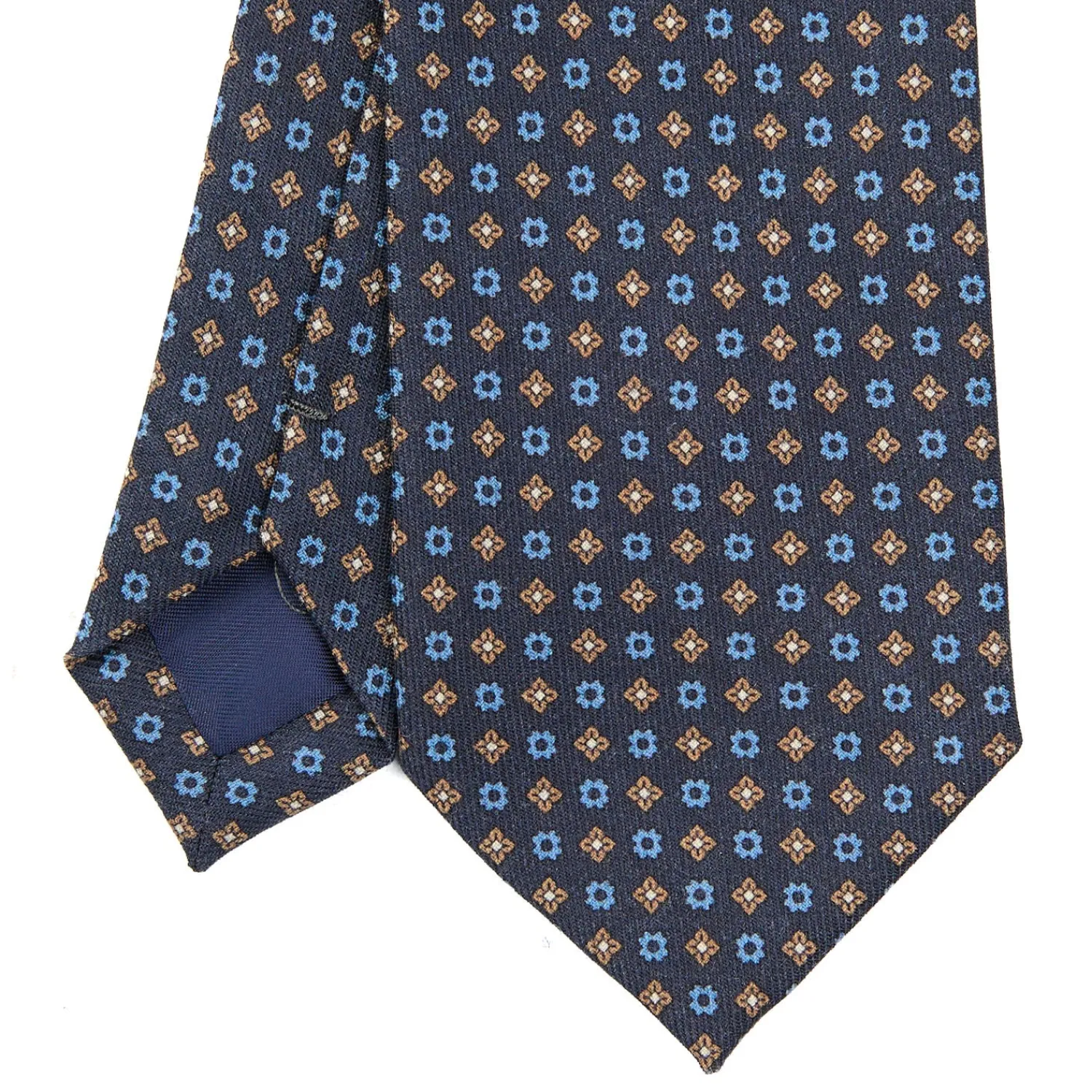 E.Marinella CRAVATTE|Cravatte In Lana E Cashmere|CRAVATTA CLASSICA IN LANA BLU SCURO Microfantasia fiore
