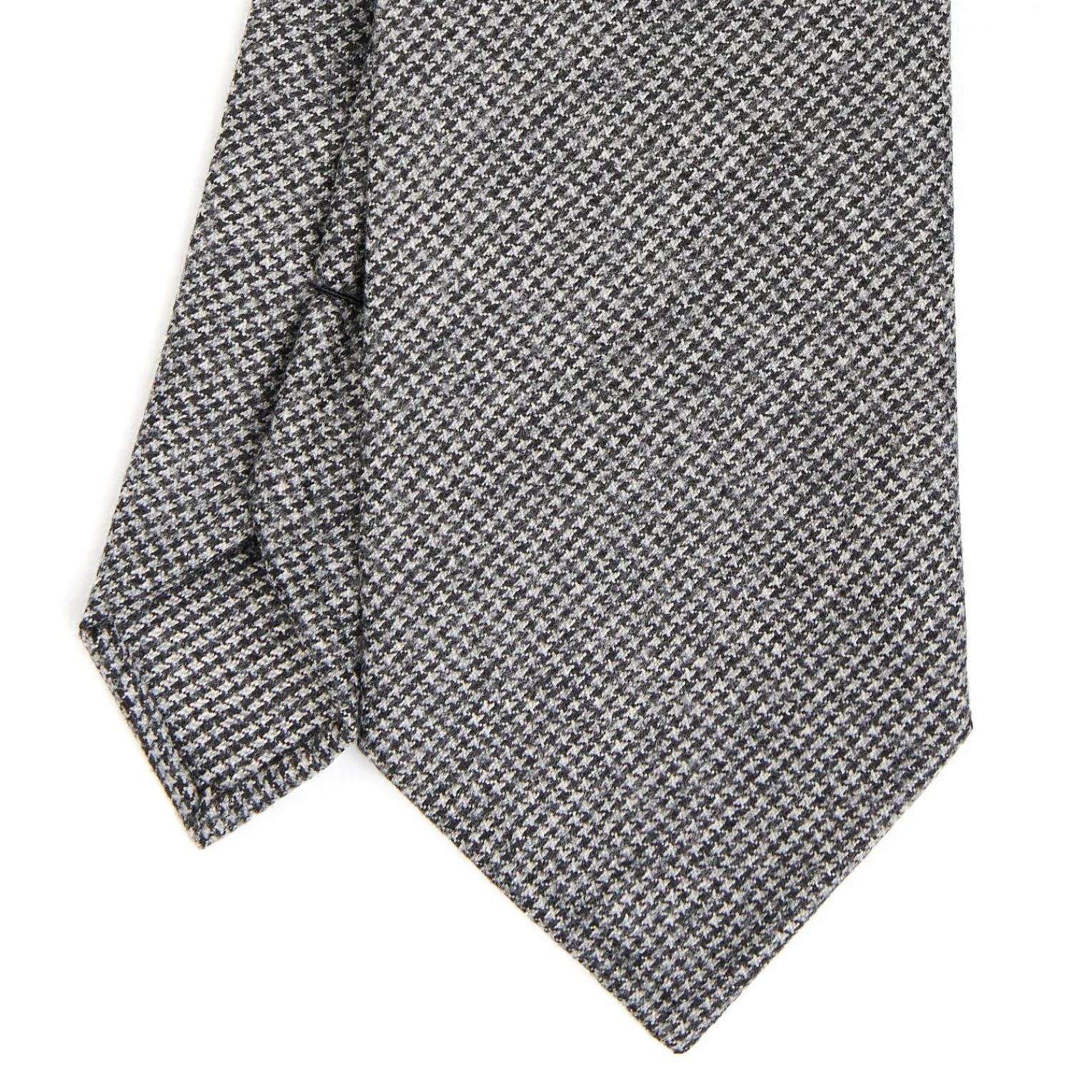 E.Marinella CRAVATTE|Cravatte In Lana E Cashmere|CRAVATTA CLASSICA IN LANA SFODERATA GRIGIO SCURO Pied de poule