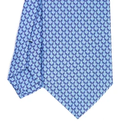E.Marinella CRAVATTE|Cravatte In Seta Stampata|CRAVATTA CLASSICA IN SETA AZZURRO Microfantasia m geometrica