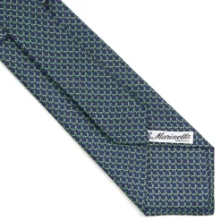 E.Marinella CRAVATTE|Cravatte In Seta Stampata|CRAVATTA CLASSICA IN SETA BLU SCURO Microfantasia m geometrica