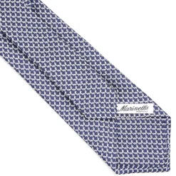 E.Marinella CRAVATTE|Cravatte In Seta Stampata|CRAVATTA CLASSICA IN SETA BLU Microfantasia m geometrica