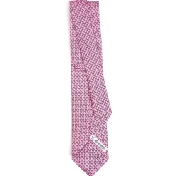 E.Marinella CRAVATTE|Cravatte In Seta Stampata|CRAVATTA CLASSICA IN SETA ROSA Microfantasia m geometrica