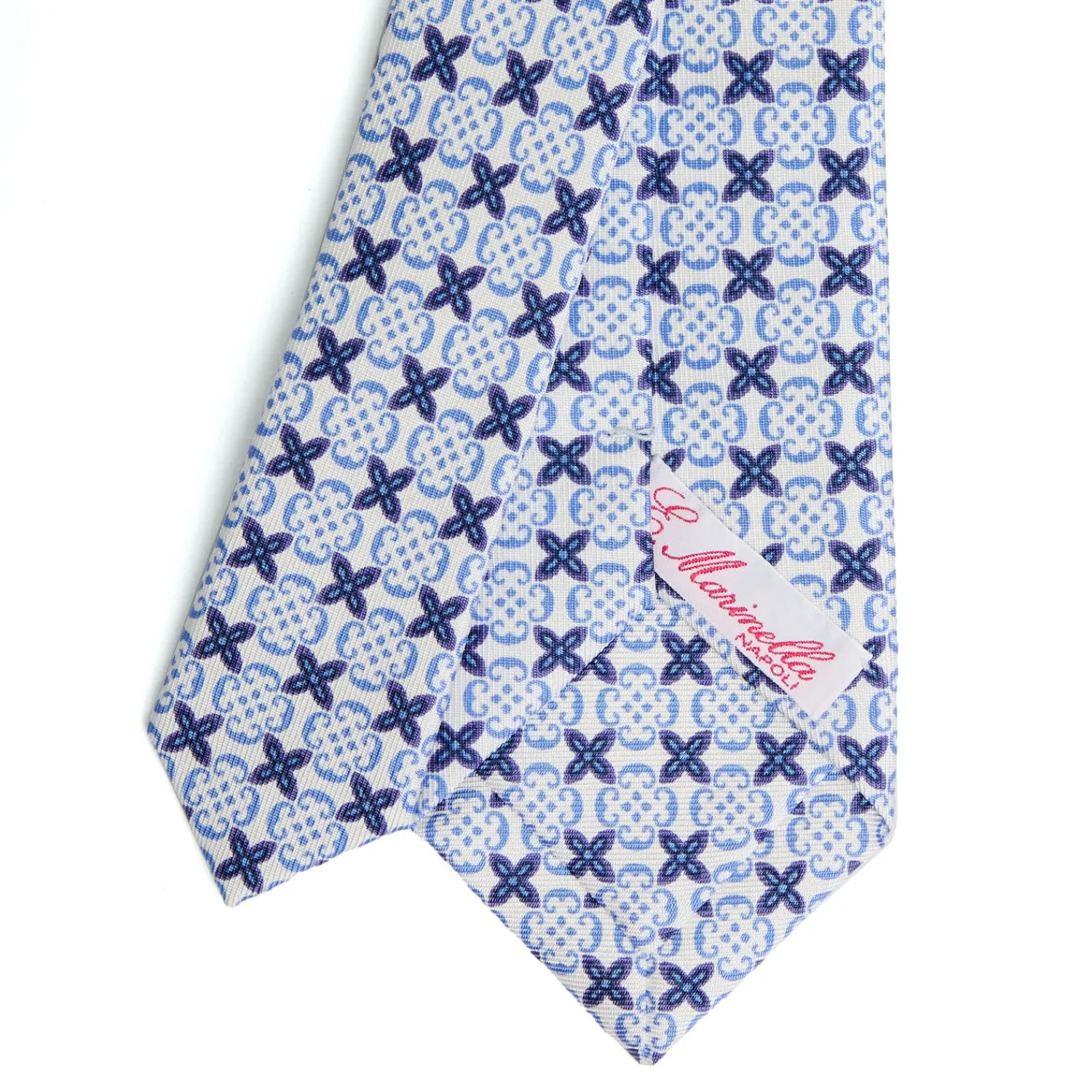 E.Marinella CRAVATTE|CRAVATTA DONNA CLASSICA IN SETA STAMPATA AZZURRA Microfantasia inspirazione foulard