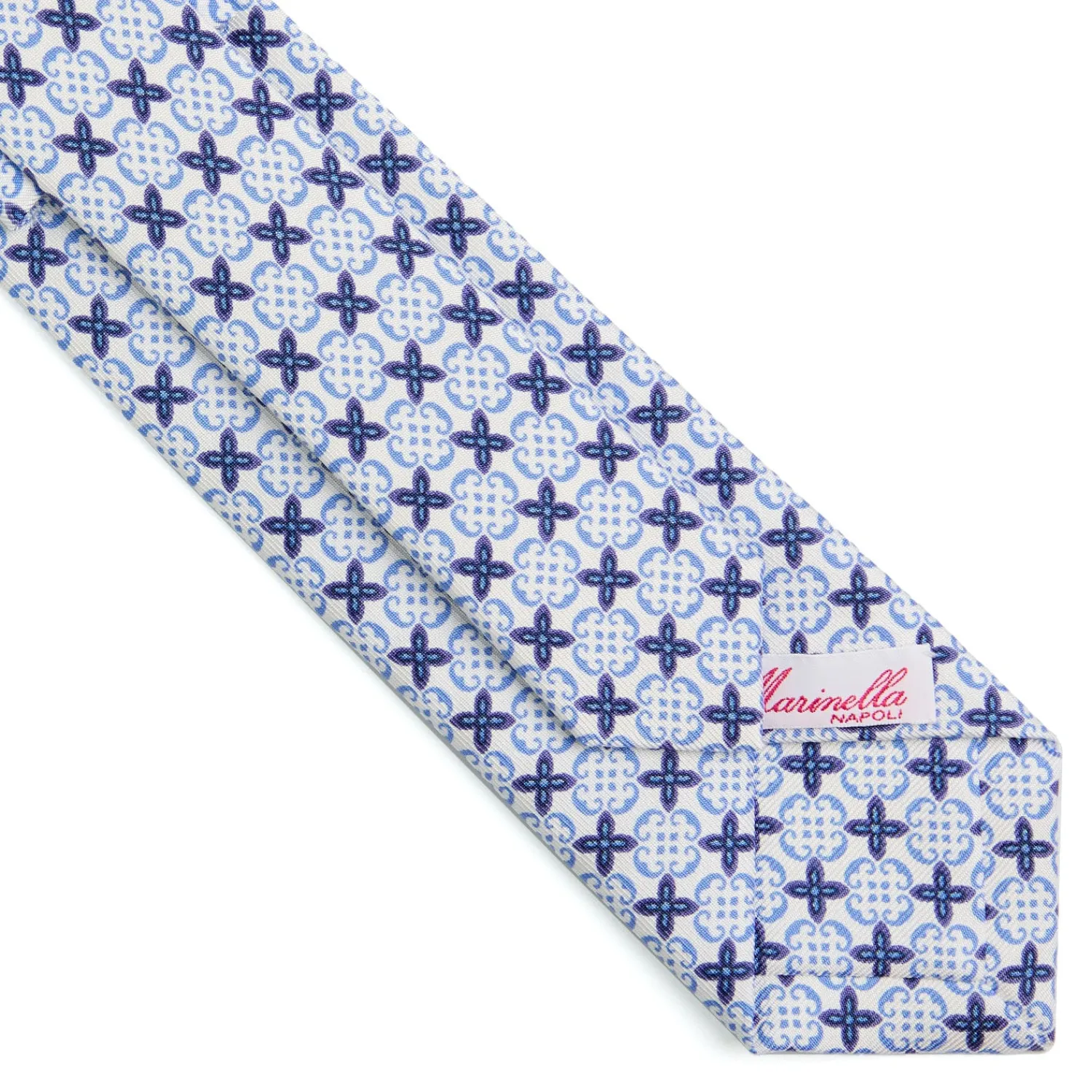 E.Marinella CRAVATTE|CRAVATTA DONNA CLASSICA IN SETA STAMPATA AZZURRA Microfantasia inspirazione foulard