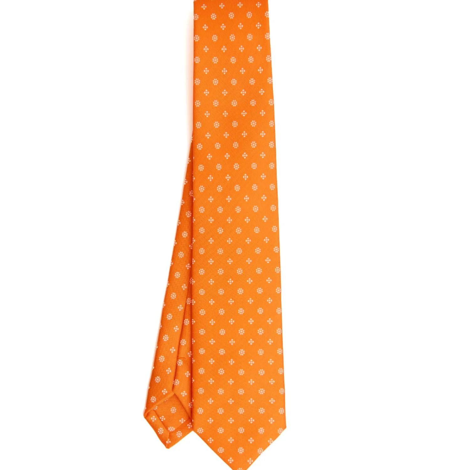 E.Marinella CRAVATTE|CRAVATTA DONNA CLASSICA IN SETA STAMPATA ARANCIONE Microfantasia fiore