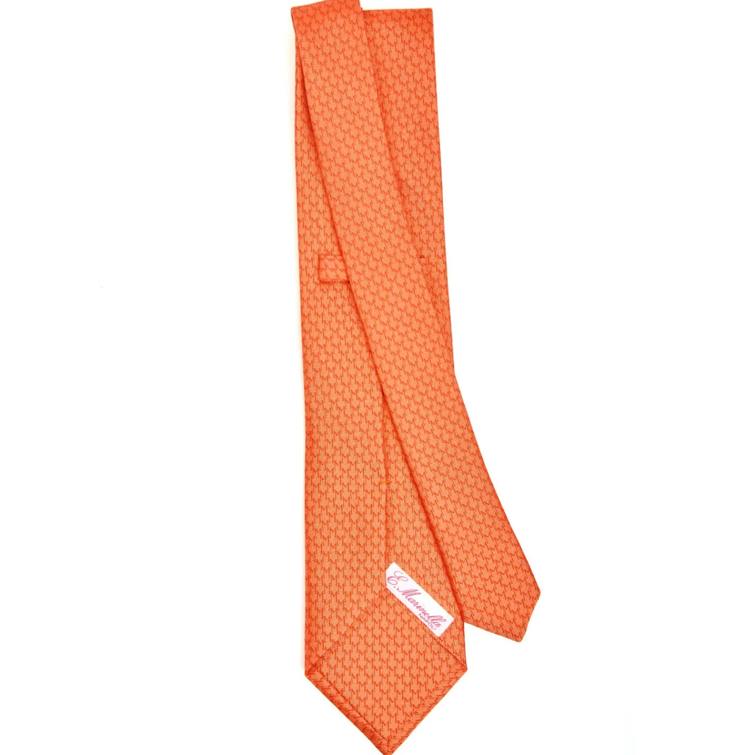 E.Marinella CRAVATTE|CRAVATTA DONNA IN SETA STAMPATA ARANCIONE Micorfantasia m geometrica