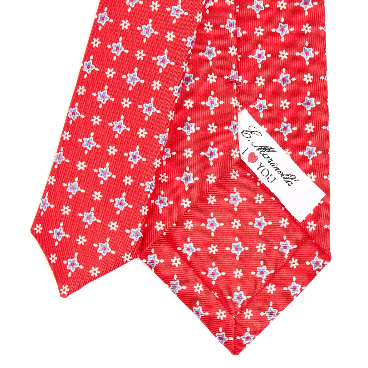 E.Marinella CRAVATTE|CRAVATTA DONNA ROSSA 7 CM IN SETA STAMPATA San valentino edition