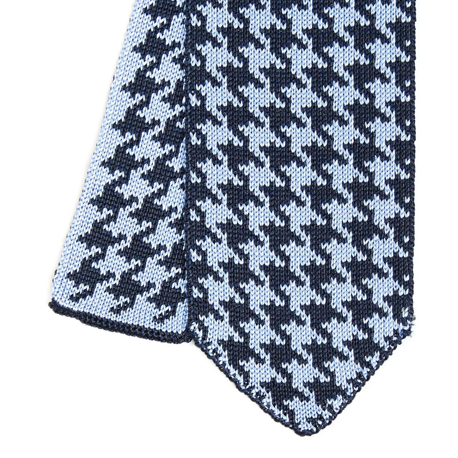 E.Marinella CRAVATTE|CRAVATTA DONNA TRICOT IN SETA AZZURRA Pied de poule