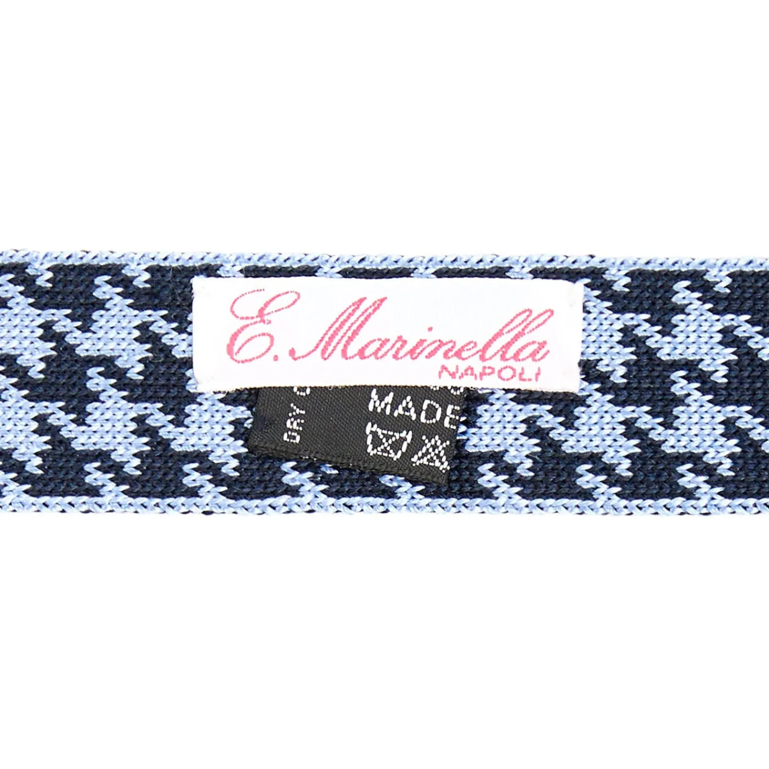 E.Marinella CRAVATTE|CRAVATTA DONNA TRICOT IN SETA AZZURRA Pied de poule