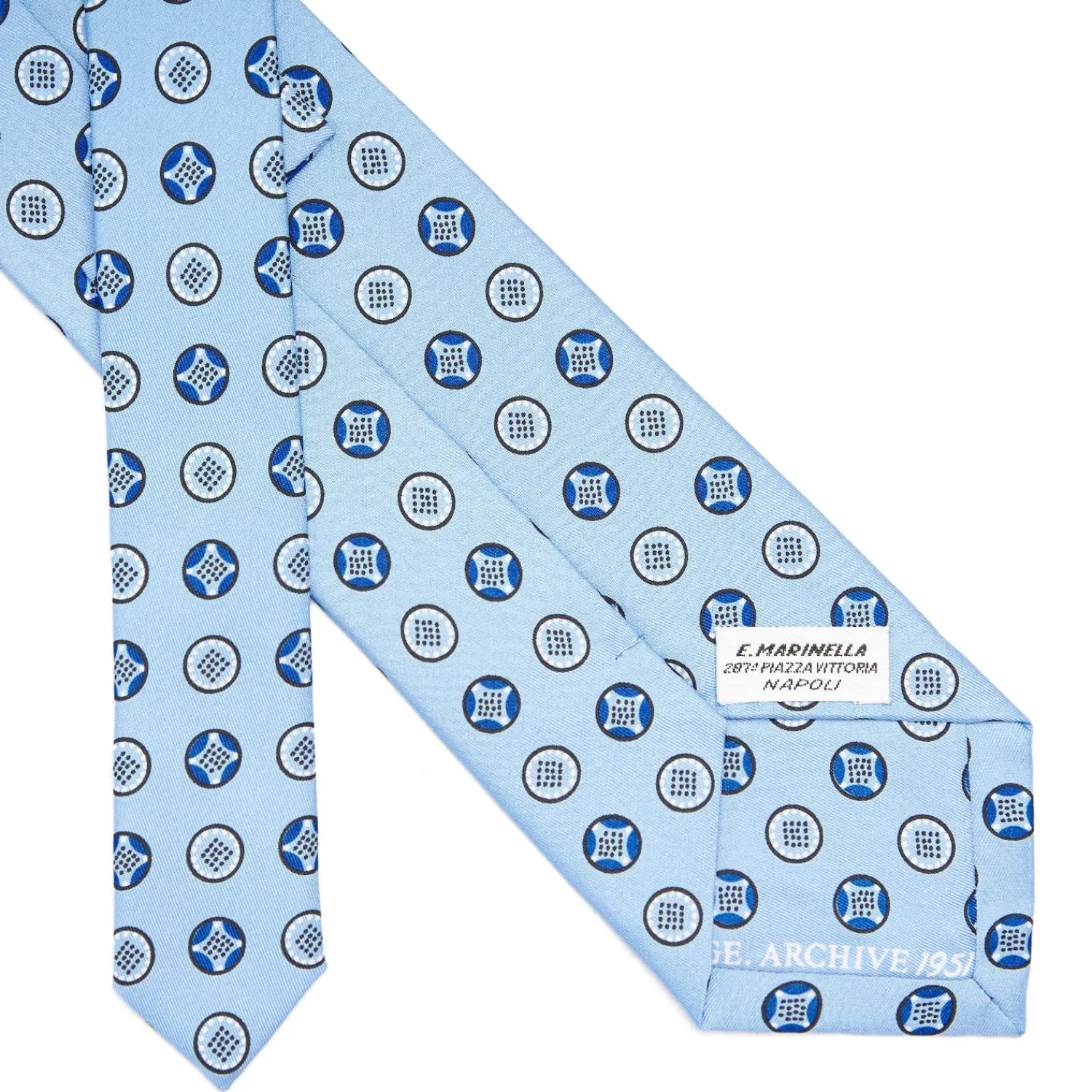 E.Marinella CRAVATTE|Cravatte Collezione Archivio|CRAVATTA IN SETA AZZURRA Collezione archivio anno 1951