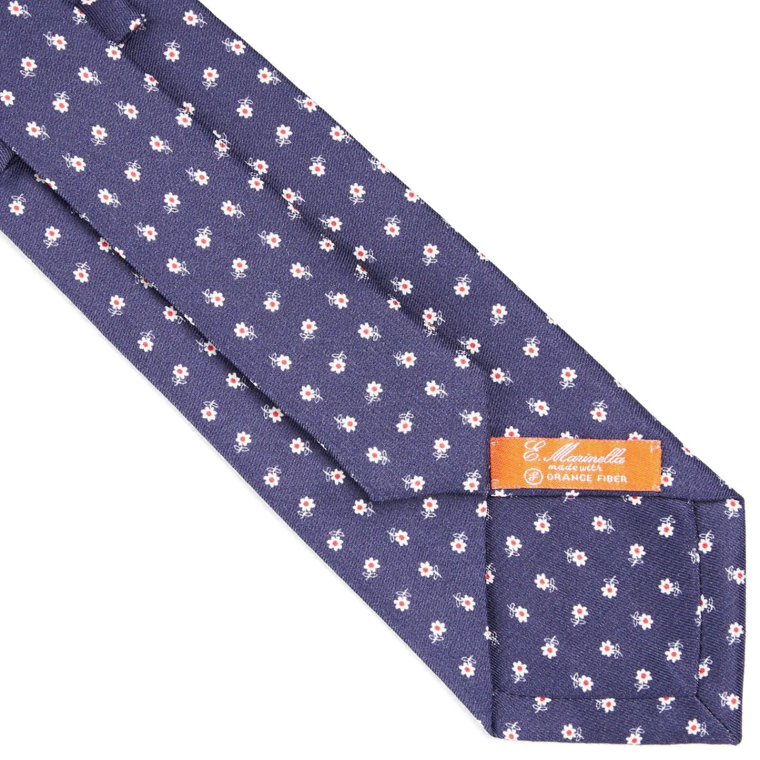 E.Marinella CRAVATTE|CRAVATTA IN SETA E ORANGE FIBER BLU Collezione orange fiber