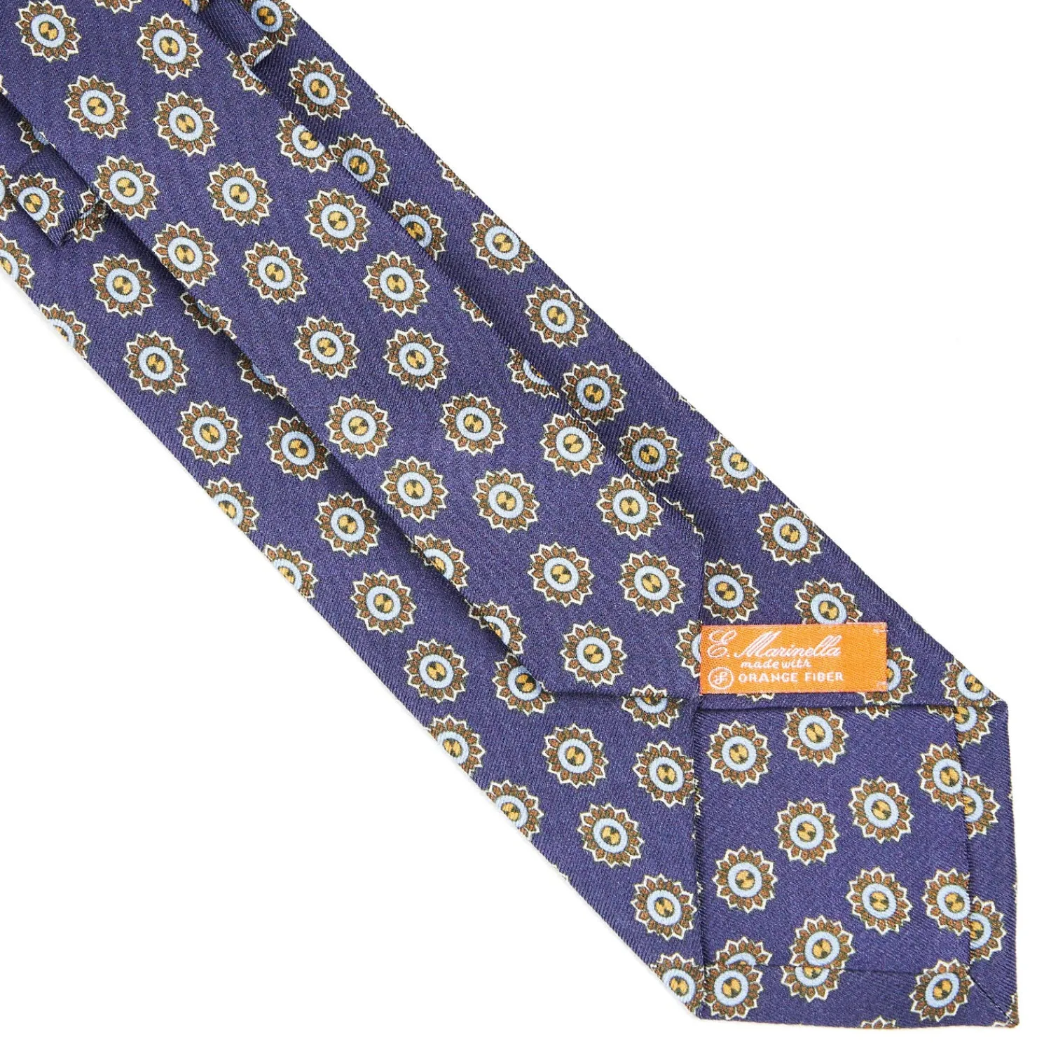 E.Marinella CRAVATTE|CRAVATTA IN SETA E ORANGE FIBER BLU Collezione orange fiber