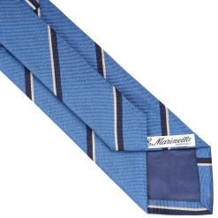 E.Marinella CRAVATTE|Cravatte Regimental E Rigate|CRAVATTA REGIMENTAL IN SETA AZZURRO POLVERE Righe blu e bianche