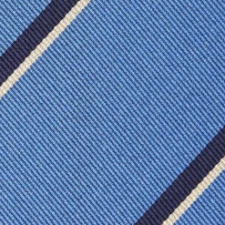 E.Marinella CRAVATTE|Cravatte Regimental E Rigate|CRAVATTA REGIMENTAL IN SETA AZZURRO POLVERE Righe blu e bianche