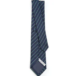 E.Marinella CRAVATTE|Cravatte Regimental E Rigate|CRAVATTA REGIMENTAL IN SETA BLU SCURO Righe verdi