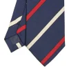 E.Marinella CRAVATTE|Cravatte Regimental E Rigate|CRAVATTA REGIMENTAL IN SETA BLU SCURO Righe rosse e beige