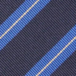 E.Marinella CRAVATTE|Cravatte Regimental E Rigate|CRAVATTA REGIMENTAL IN SETA BLU SCURO Righe azzurre