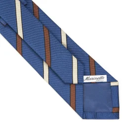E.Marinella CRAVATTE|Cravatte Regimental E Rigate|CRAVATTA REGIMENTAL IN SETA BLU Righe marroni e beige