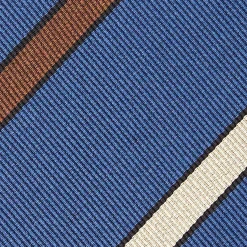 E.Marinella CRAVATTE|Cravatte Regimental E Rigate|CRAVATTA REGIMENTAL IN SETA BLU Righe marroni e beige
