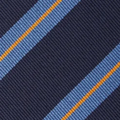 E.Marinella CRAVATTE|Cravatte Regimental E Rigate|CRAVATTA REGIMENTAL IN SETA BLU SCURO Righe azzurre e beige