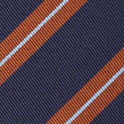 E.Marinella CRAVATTE|Cravatte Regimental E Rigate|CRAVATTA REGIMENTAL IN SETA BLU SCURO Righe marroni