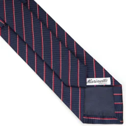 E.Marinella CRAVATTE|Cravatte Regimental E Rigate|CRAVATTA REGIMENTAL IN SETA BLU SCURO Righe rosse