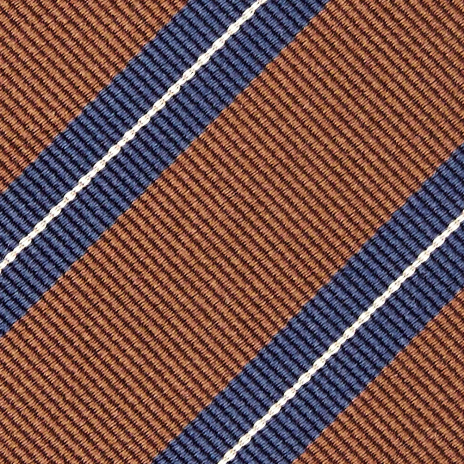 E.Marinella CRAVATTE|Cravatte Regimental E Rigate|CRAVATTA REGIMENTAL IN SETA MARRONE SCURO Righe blu e bianche