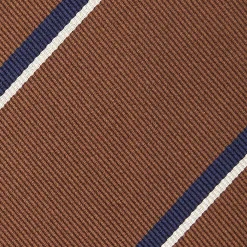 E.Marinella CRAVATTE|Cravatte Regimental E Rigate|CRAVATTA REGIMENTAL IN SETA MARRONE SCURO Righe blu e bianche