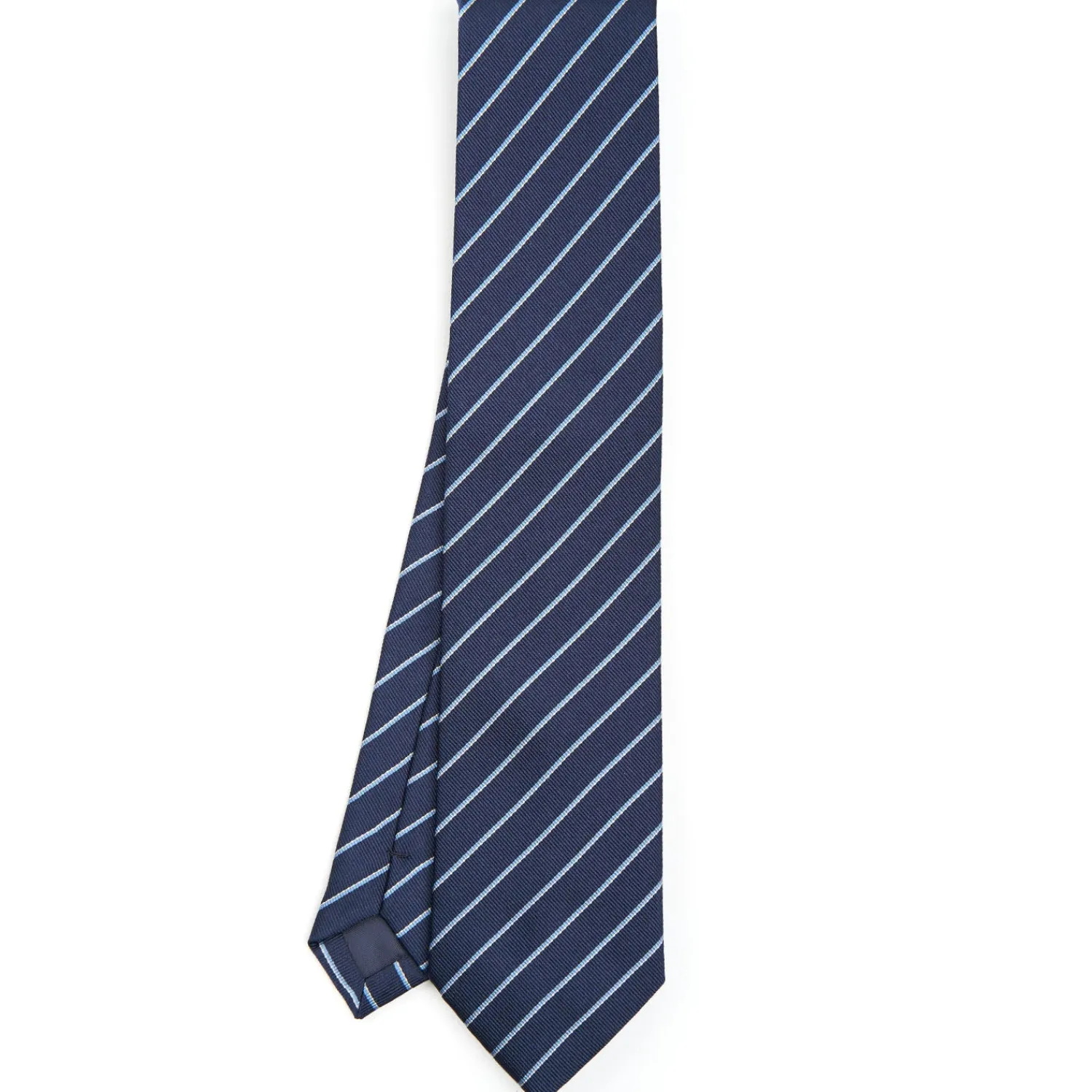 E.Marinella CRAVATTE|Cravatte Regimental E Rigate|CRAVATTA RIGATA IN SETA BLU SCURO Righe azzurre